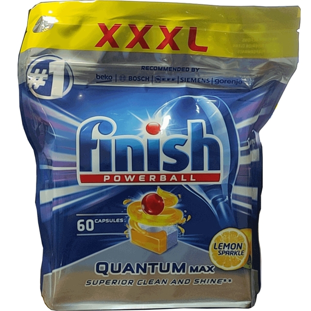 Viên Rửa Bát Finish Quantum Lemon Max 60 Viên/Túi