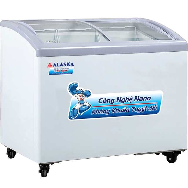 Tủ Đông Alaska Mặt Kính Cong KC-210 1 Ngăn 210 Lít